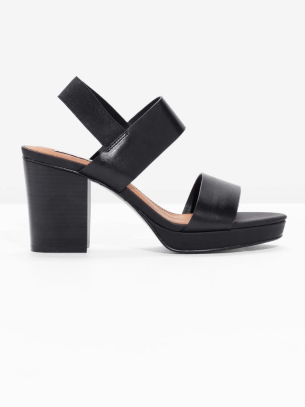 & Other Stories Black Leather Platform Block Heel Sandals
